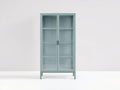 Vitrinas de metal y vidrio 85x38x170 cm - verde claro - diseño moderno con 2 puertas