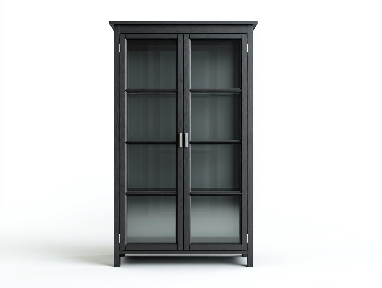 Vitrinas de madera y vidrio 90x38x180 cm - negro - diseño moderno con 2 puertas