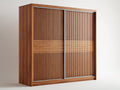 Armarios de madera 180x60x210 cm - marrón - puertas correderas con diseño ranurado
