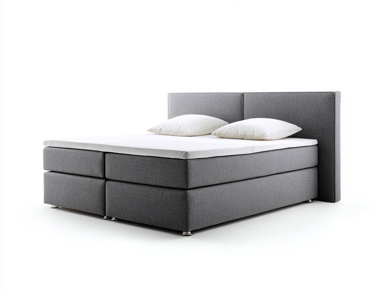Camas dobles tapizada en tela 210x170x105 cm - gris - diseño moderno para dormitorio