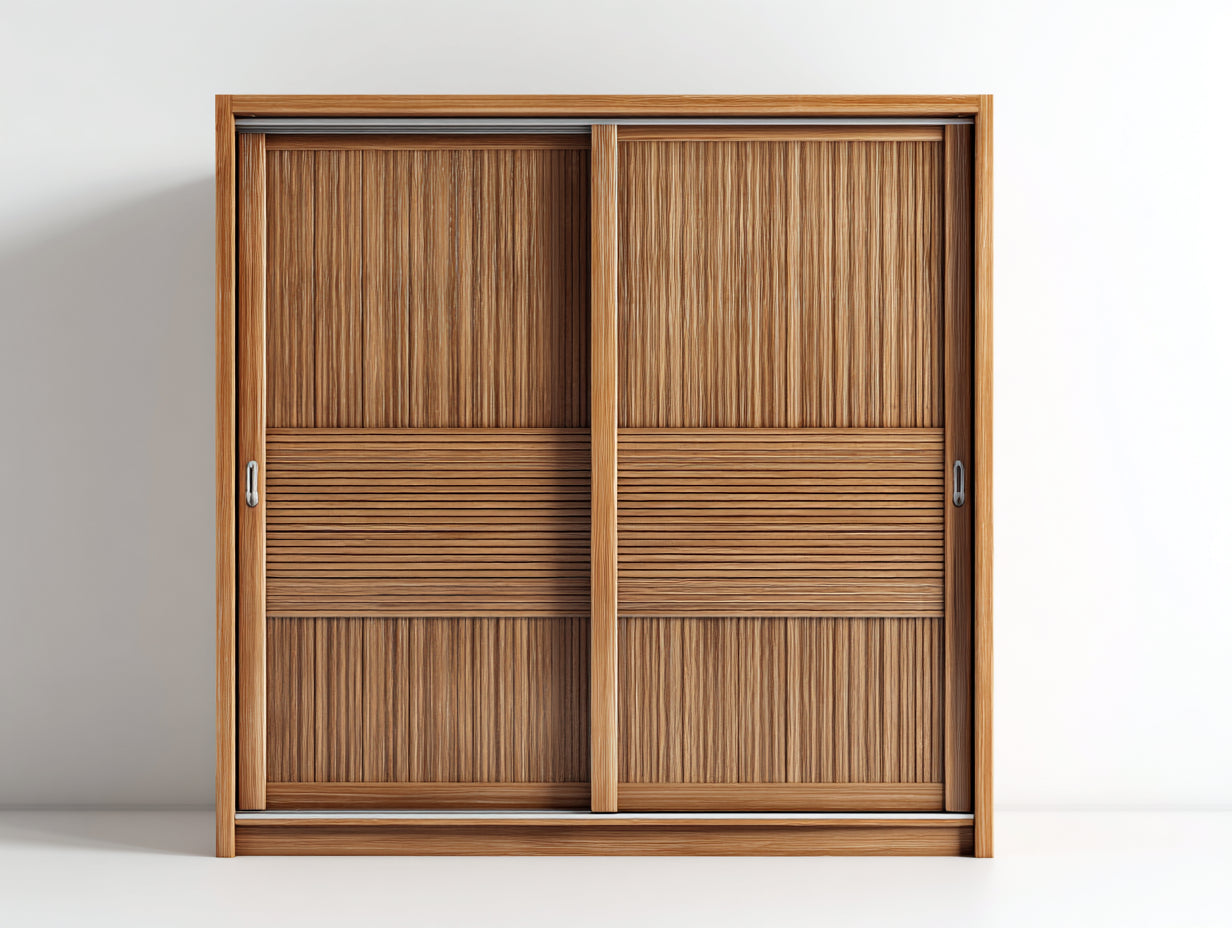 Armarios madera 180x60x200 cm - Marrón - Estilo natural con puertas correderas