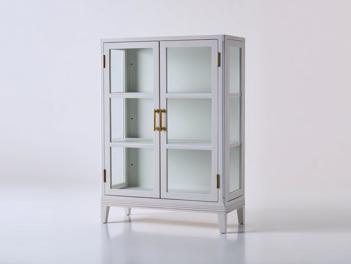 Vitrinas de madera y vidrio 88x38x165 cm - blanco - estilo nórdico con 2 puertas