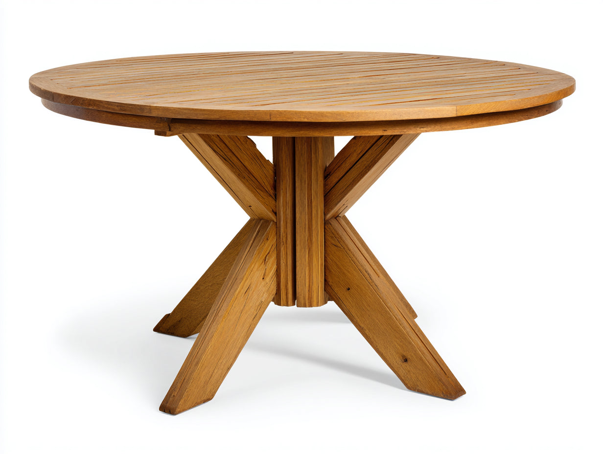 Mesas de jardín 125x125x75 cm - madera marrón con base de listones - mesa redonda para terraza estilo natural