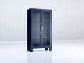 Vitrina de madera 88x40x165 cm - azul oscuro - con 2 puertas acristaladas
