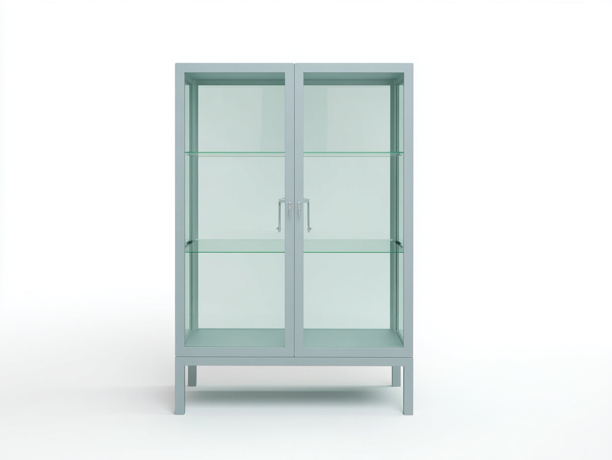 Vitrinas vidrio templado 88x36x172 cm - azul claro - diseño moderno para exposición