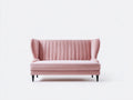 Sofás 2 plazas 150x78x92 cm - terciopelo rosa con patas negras - estilo moderno para salón