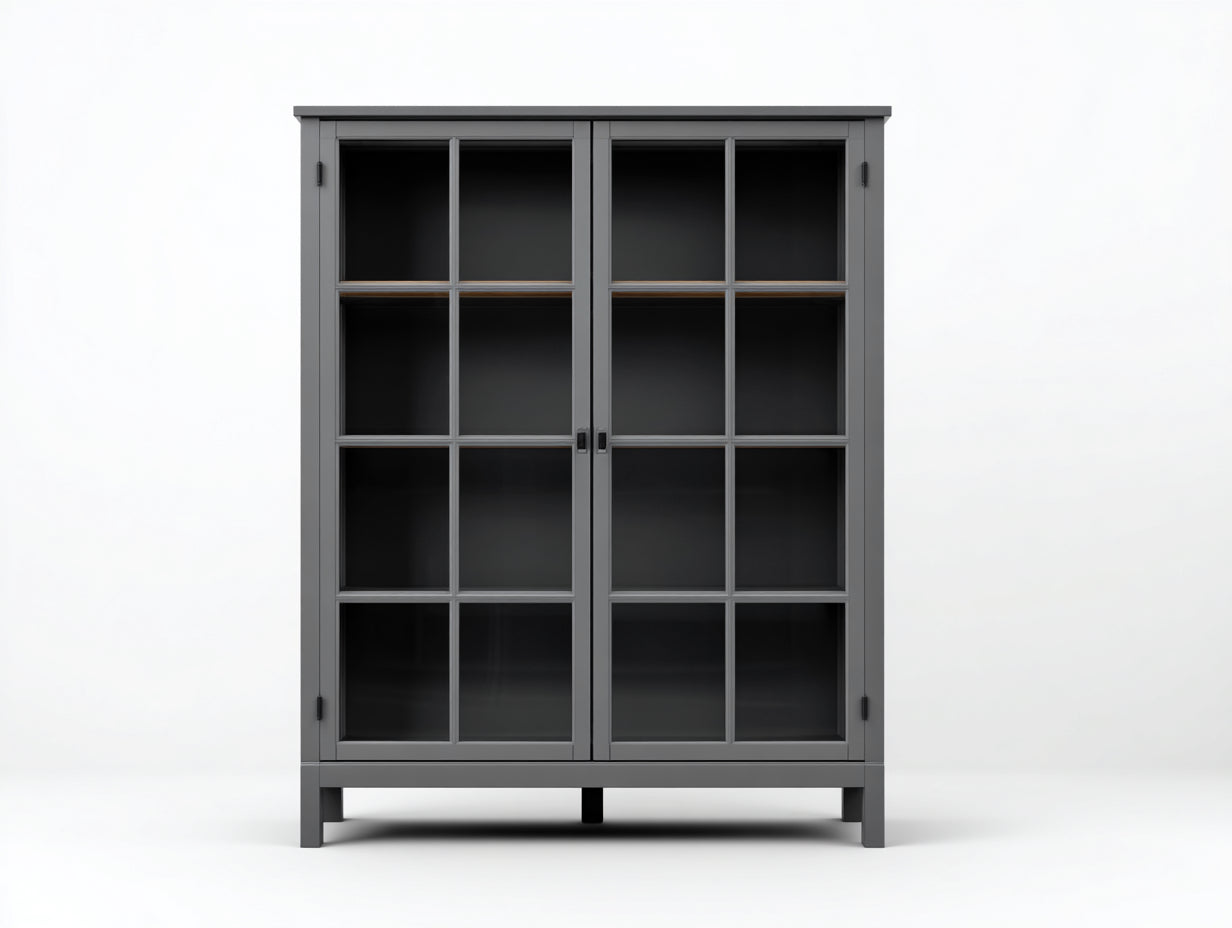 Vitrinas madera y vidrio 105x38x178 cm - gris - diseño clásico con puertas acristaladas