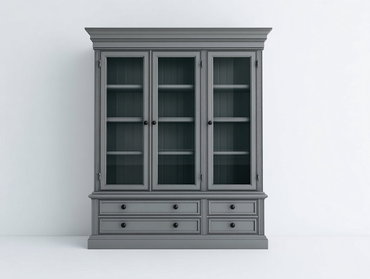 Vitrina madera y cristal 160x45x220 cm - Gris - Estilo clásico