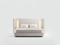 Camas dobles tapizadas 210x180x135 cm - Blanco - Estilo contemporáneo con cabecero envolvente