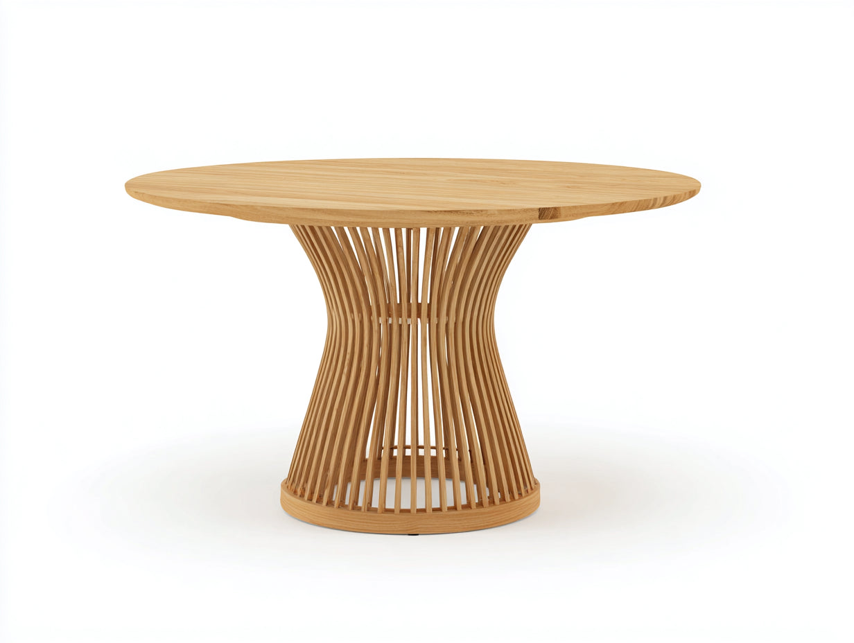 Mesas de jardín 125x125x75 cm - madera marrón con base de listones - mesa redonda para terraza estilo natural