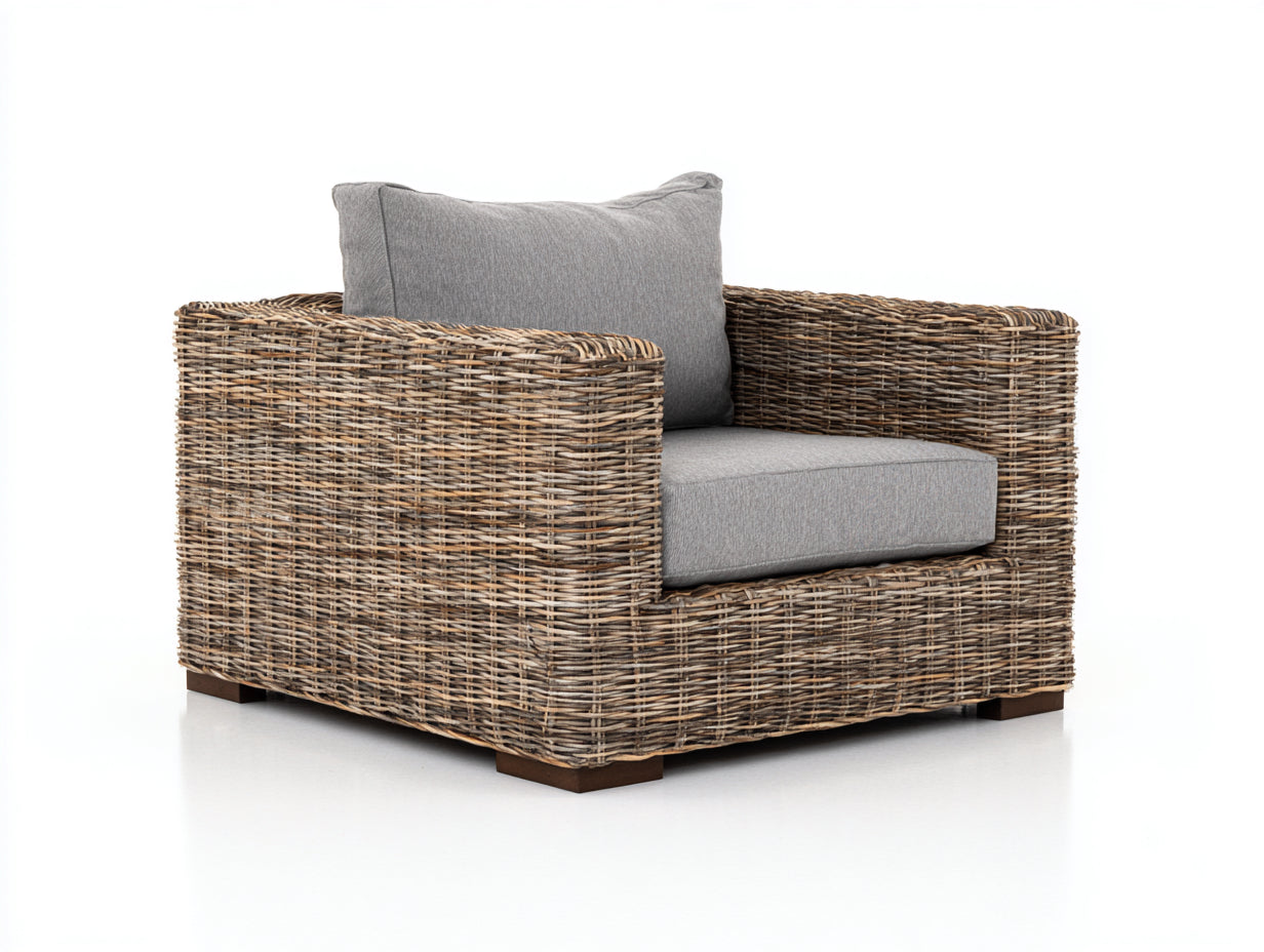 Sillones de ratán 94x85x77 cm color natural-gris claro - diseño lounge para exterior