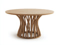 Mesas de jardín 130x130x76 cm - madera marrón con base decorativa - mesa redonda para terraza estilo natural