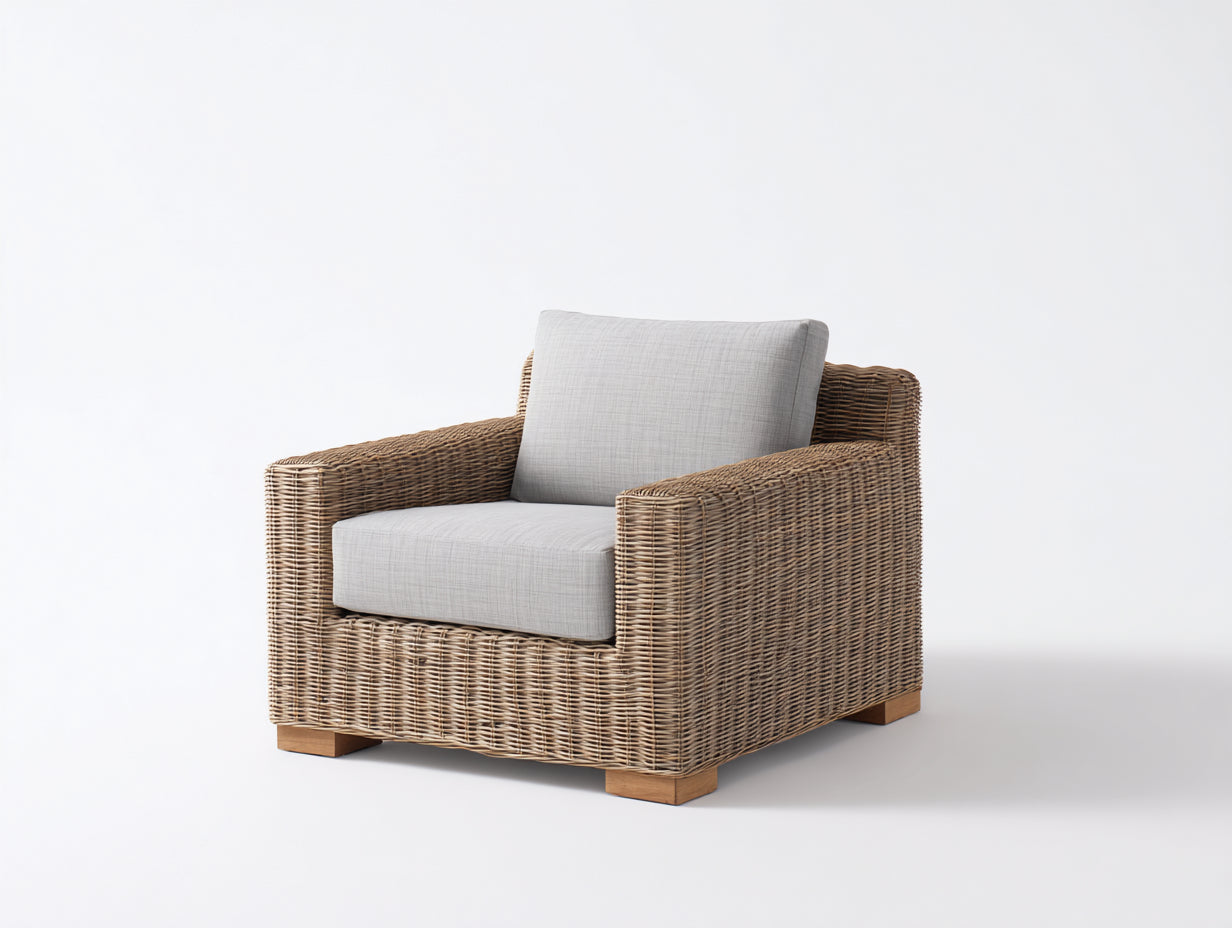 Sillones de ratán trenzado 104x92x76 cm para salón - diseño rectangular moderno