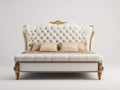 Camas dobles tapizada en cuero sintético 220x180x150 cm - blanco - estilo clásico para dormitorio
