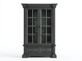 Vitrinas de madera y vidrio 110x45x190 cm - gris oscuro - estilo clásico con 2 puertas y 2 cajones