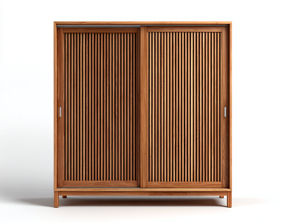 Armarios de madera 170x58x200 cm - marrón - puertas correderas con frente ranurado