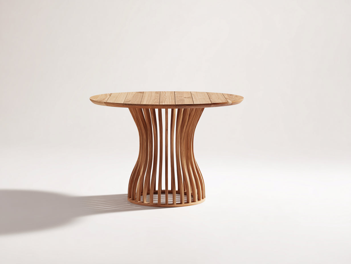 Mesas de jardín de madera 140x90x76 cm - marrón - diseño ovalado moderno para exterior