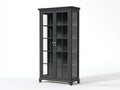 Vitrinas de madera y vidrio 92x40x190 cm - negro - estilo clásico con 2 puertas