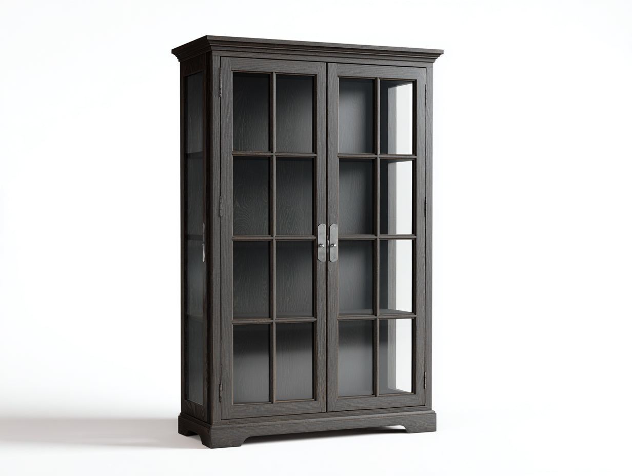 Vitrina madera y cristal 100x42x190 cm - Gris oscuro - Diseño elegante